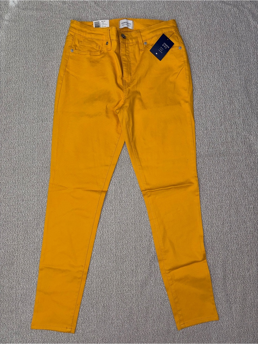 Crown & Ivy NEW golden yellow high rise skinny stretch denim pants jeans size 4